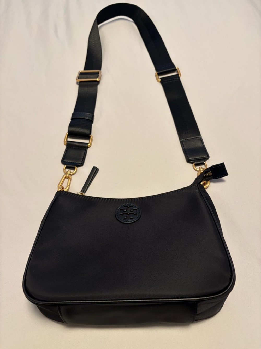 Tory Burch Black Nylon Crossbody with Gold Hardware